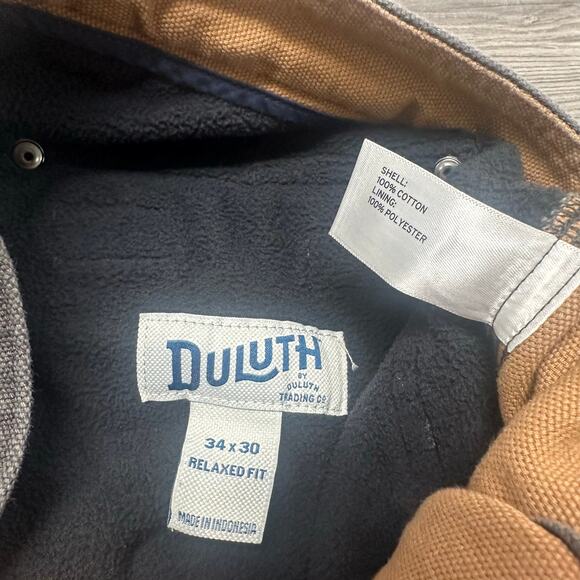 Duluth Trading Gray Tan Men 34x29 Relaxed Fit Fleece Workwear Hiking Cargo Pants - Picture 5 of 12